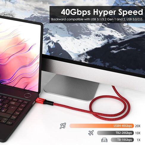 USB 4 Cable 1.6ft, 40Gbps Nylon Braided USB C Cable Supports [8K@60Hz, 5K/4K@60Hz], 5A 100W Charging Compatible with Thunderbolt 4/3, MacBook, eGpu, Docking, Hub, SSD in Saudi Arabia