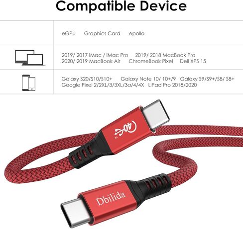 USB 4 Cable 1.6ft, 40Gbps Nylon Braided USB C Cable Supports [8K@60Hz, 5K/4K@60Hz], 5A 100W Charging Compatible with Thunderbolt 4/3, MacBook, eGpu, Docking, Hub, SSD in Saudi Arabia