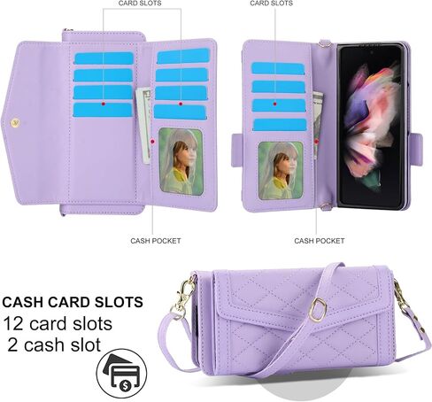 حافظة هاتف Asuwish لهاتف Samsung Galaxy Z Fold 4 5G 2022 مع غطاء خلوي بمحفظة RFID وحامل بطاقة الائتمان وفتحة كتف وحزام كروس وحامل من مادة TPU ZFold4 Z4 Fold4 4Z ZFold45G للنساء والرجال والفتيات باللون الأسود in Saudi Arabia