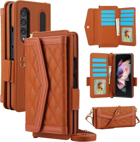 حافظة هاتف Asuwish لهاتف Samsung Galaxy Z Fold 4 5G 2022 مع غطاء خلوي بمحفظة RFID وحامل بطاقة الائتمان وفتحة كتف وحزام كروس وحامل من مادة TPU ZFold4 Z4 Fold4 4Z ZFold45G للنساء والرجال والفتيات باللون الأسود in Kuwait