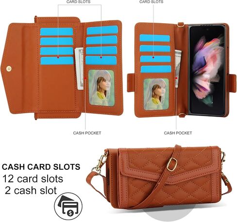 حافظة هاتف Asuwish لهاتف Samsung Galaxy Z Fold 4 5G 2022 مع غطاء خلوي بمحفظة RFID وحامل بطاقة الائتمان وفتحة كتف وحزام كروس وحامل من مادة TPU ZFold4 Z4 Fold4 4Z ZFold45G للنساء والرجال والفتيات باللون الأسود in Kuwait