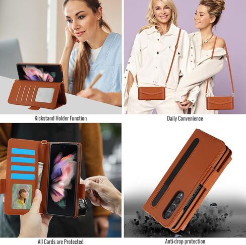 حافظة هاتف Asuwish لهاتف Samsung Galaxy Z Fold 4 5G 2022 مع غطاء خلوي بمحفظة RFID وحامل بطاقة الائتمان وفتحة كتف وحزام كروس وحامل من مادة TPU ZFold4 Z4 Fold4 4Z ZFold45G للنساء والرجال والفتيات باللون الأسود in Kuwait