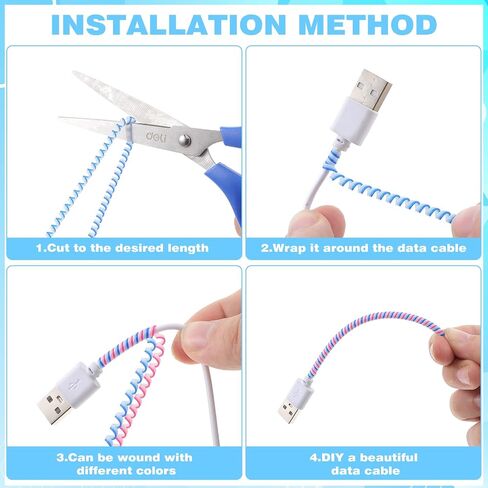 10Pcs Spiral Cable Protector 1.4m/4.59ft Color Chargers Cable Protector Cord Protectors from Pets No Chew Dust-Proof Cord Protector for Home, Office and Travel in Saudi Arabia