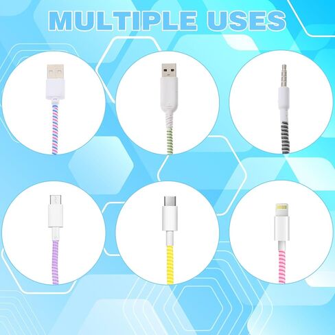 10Pcs Spiral Cable Protector 1.4m/4.59ft Color Chargers Cable Protector Cord Protectors from Pets No Chew Dust-Proof Cord Protector for Home, Office and Travel in Saudi Arabia