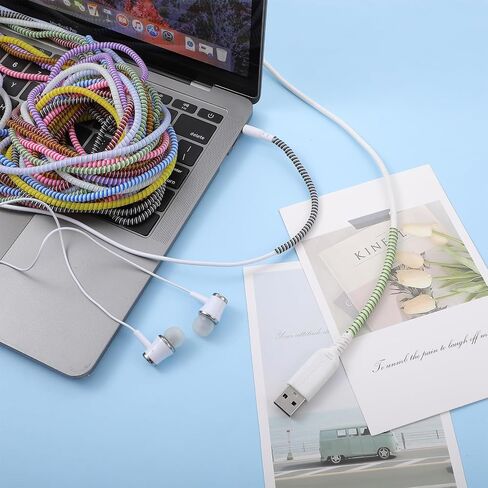 10Pcs Spiral Cable Protector 1.4m/4.59ft Color Chargers Cable Protector Cord Protectors from Pets No Chew Dust-Proof Cord Protector for Home, Office and Travel in Saudi Arabia