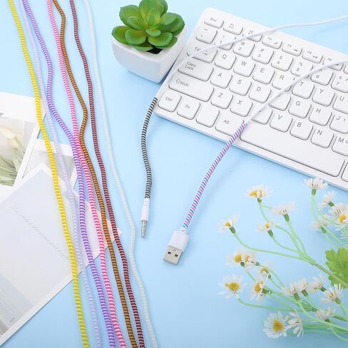 10Pcs Spiral Cable Protector 1.4m/4.59ft Color Chargers Cable Protector Cord Protectors from Pets No Chew Dust-Proof Cord Protector for Home, Office and Travel in Saudi Arabia