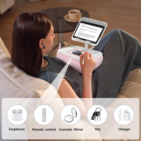 حامل وسادة كيندل من سي جي بي إي، حامل كيندل للقراءة في السرير، حامل تابلت قابل للتعديل وسادة وسادة ناعمة للقراءة في السرير والأريكة والأريكة - رمادي in Kuwait