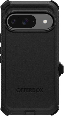حافظة OtterBox Google Pixel 9 & 9 Pro Defender Series - سوداء، متينة ومتينة، مع حماية للمنافذ، وتتضمن حامل بمشبك in Saudi Arabia