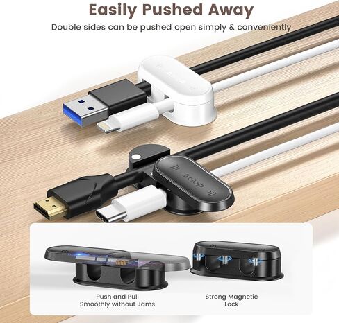 Cord Organizer Cable Holder Clips - Aollop 6 Pack Magnetic Cable Clips [Both Sides 1s Smooth Push] Strong Adhesive Cable Management Hide or Organize Wire Charger Holder for Nightstand Wall Car Office in Saudi Arabia