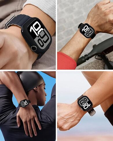 حافظة Miimall ناعمة من مادة TPU متوافقة مع Apple Watch Series 10 مقاس 46 مم، حافظة خفيفة الوزن ونحيفة وغطاء حماية شامل لساعة iWatch مقاس 46 مم، أسود in Saudi Arabia