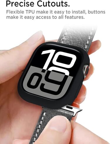 حافظة Miimall ناعمة من مادة TPU متوافقة مع Apple Watch Series 10 مقاس 46 مم، حافظة خفيفة الوزن ونحيفة وغطاء حماية شامل لساعة iWatch مقاس 46 مم، أسود in Saudi Arabia