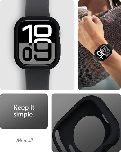 حافظة Miimall ناعمة من مادة TPU متوافقة مع Apple Watch Series 10 مقاس 46 مم، حافظة خفيفة الوزن ونحيفة وغطاء حماية شامل لساعة iWatch مقاس 46 مم، أسود in Saudi Arabia