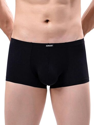 IKINGSKY Men's Silky Boxer Briefs Soft Bulge Shorts Underwear Sexy Low Rise Trunk Under Panties for Men in Kuwait