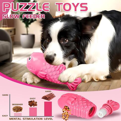 Squeaky Dog Toys for Aggressive Chewers, Treat Dispensing Dog Toys, Tough Indestructible Dog Chew Toys for Large Medium Breed, Interactive Durable Nylon Bone Dog Toys to Keep Them Busy(Red) in Saudi Arabia