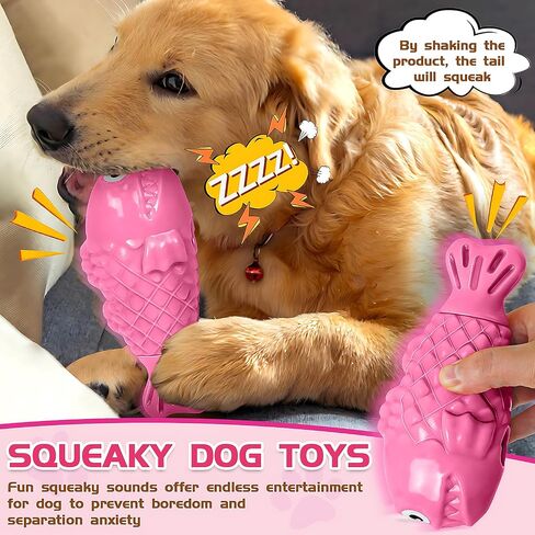 Squeaky Dog Toys for Aggressive Chewers, Treat Dispensing Dog Toys, Tough Indestructible Dog Chew Toys for Large Medium Breed, Interactive Durable Nylon Bone Dog Toys to Keep Them Busy(Red) in Saudi Arabia