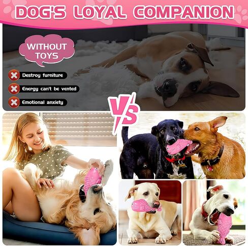 Squeaky Dog Toys for Aggressive Chewers, Treat Dispensing Dog Toys, Tough Indestructible Dog Chew Toys for Large Medium Breed, Interactive Durable Nylon Bone Dog Toys to Keep Them Busy(Red) in Saudi Arabia