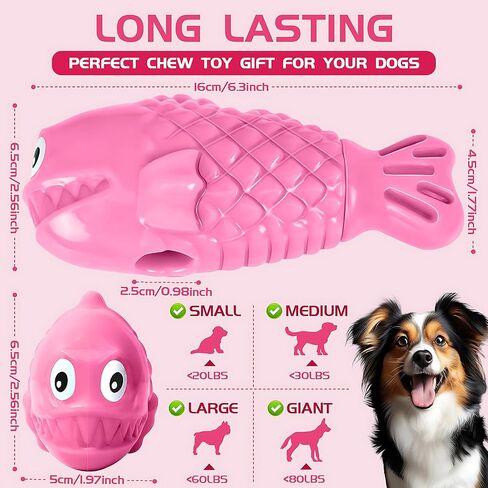 Squeaky Dog Toys for Aggressive Chewers, Treat Dispensing Dog Toys, Tough Indestructible Dog Chew Toys for Large Medium Breed, Interactive Durable Nylon Bone Dog Toys to Keep Them Busy(Red) in Saudi Arabia