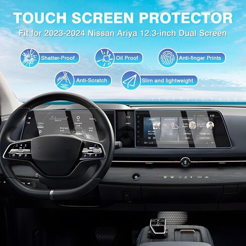 واقي شاشة Karltys 2023 2024 2025 Ariya لنيسان Ariya 2023 2024 2025 شاشة Navi & Dash مقاس 12.3 بوصة، واقي شاشة لمس نانو لملحقات Ariya HD مضاد للوهج ومضاد للخدش in Kuwait