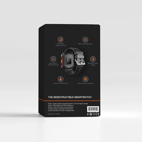 The Indestructible Smartwatch - IP68 Waterproof Outdoor Rugged Android Smart Watch - Features Bluetooth Calling, Heart Rate, and Sleep Monitoring - Compatible with Android and iOS (Black) in Saudi Arabia