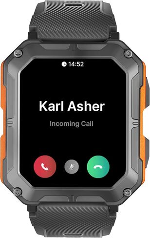 The Indestructible Smartwatch - IP68 Waterproof Outdoor Rugged Android Smart Watch - Features Bluetooth Calling, Heart Rate, and Sleep Monitoring - Compatible with Android and iOS (Black) in Saudi Arabia