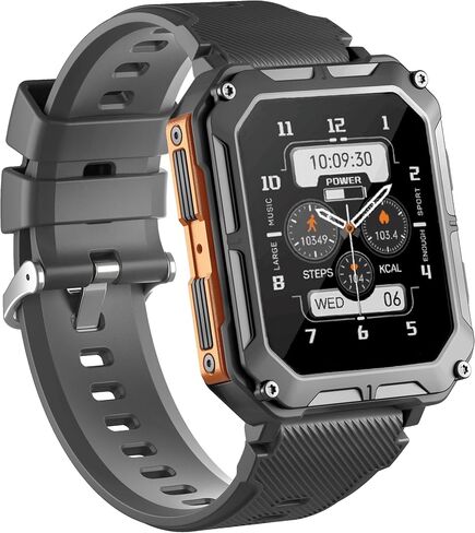 The Indestructible Smartwatch - IP68 Waterproof Outdoor Rugged Android Smart Watch - Features Bluetooth Calling, Heart Rate, and Sleep Monitoring - Compatible with Android and iOS (Black) in Saudi Arabia