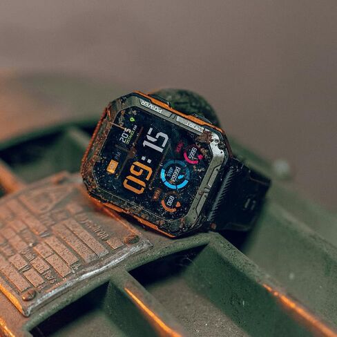 The Indestructible Smartwatch - IP68 Waterproof Outdoor Rugged Android Smart Watch - Features Bluetooth Calling, Heart Rate, and Sleep Monitoring - Compatible with Android and iOS (Black) in Saudi Arabia