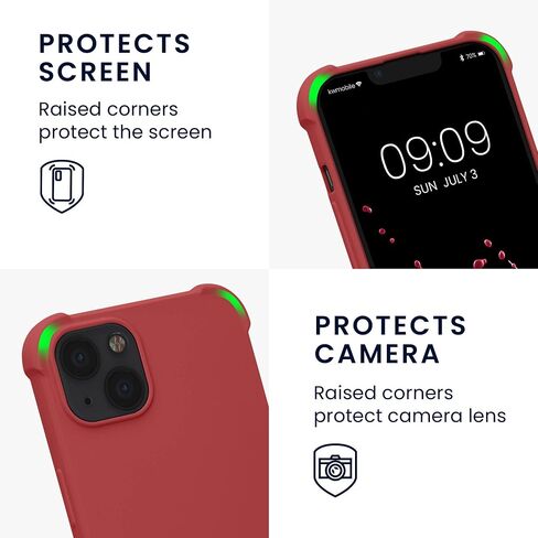kwmobile Crossbody Case Compatible with Apple iPhone 13 Case - TPU Silicone Cover with Strap - Red in Saudi Arabia