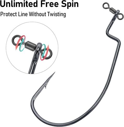 Dr.Fish 30 Pack Drop Shot Swivel Hooks EWG Hooks Bass Fishing Hook Freshwater Drop Shot Rig Hooks Soft Plastic Worm Swimbait Hooks in Saudi Arabia