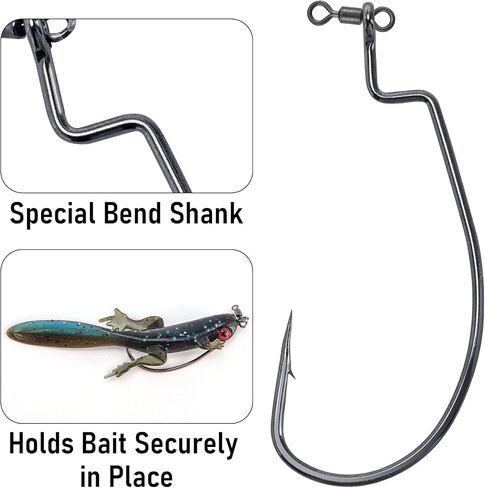 Dr.Fish 30 Pack Drop Shot Swivel Hooks EWG Hooks Bass Fishing Hook Freshwater Drop Shot Rig Hooks Soft Plastic Worm Swimbait Hooks in Saudi Arabia