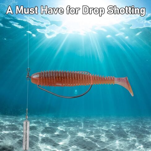 Dr.Fish 30 Pack Drop Shot Swivel Hooks EWG Hooks Bass Fishing Hook Freshwater Drop Shot Rig Hooks Soft Plastic Worm Swimbait Hooks in Saudi Arabia