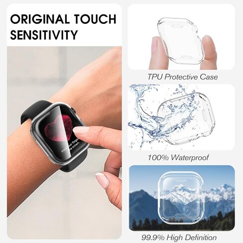 حافظة Fintie مكونة من 3 قطع متوافقة مع Apple Watch Series 10 مقاس 46 مم، واقي شاشة ناعم من مادة TPU وغطاء حماية شامل من الصدمات لملحقات iWatch 10، أسود/شفاف/فضي in Saudi Arabia