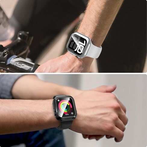 حافظة Fintie مكونة من 3 قطع متوافقة مع Apple Watch Series 10 مقاس 46 مم، واقي شاشة ناعم من مادة TPU وغطاء حماية شامل من الصدمات لملحقات iWatch 10، أسود/شفاف/فضي in Saudi Arabia