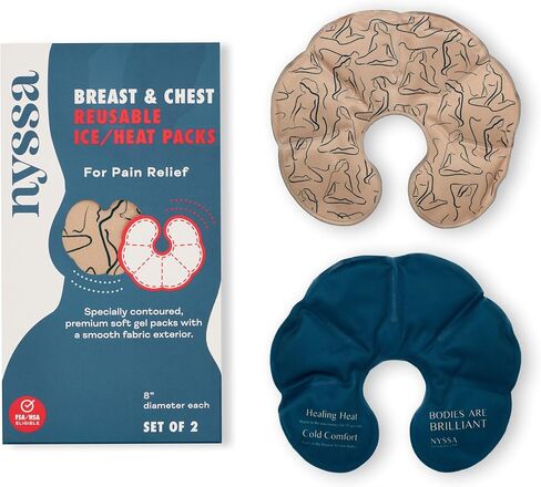 Nyssa Breast and Chest Packs - Reusable Ice/Heat Packs for Breast Pain Relief, Breastfeeding, Pumping and Surgical Relief - Nursing Breast Heat or Cool Therapy Pads, 1-Pack (Set of 2) in Saudi Arabia