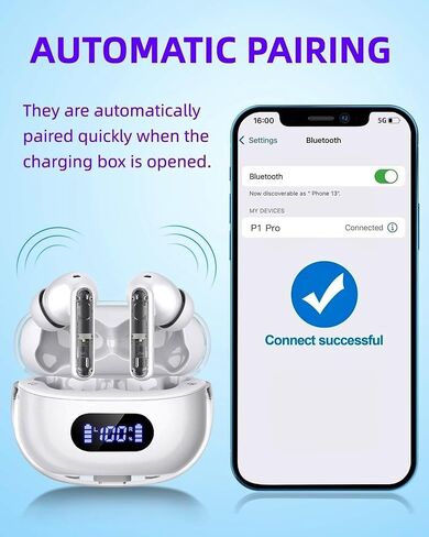 Wireless Earbuds P1 PRO, Earphones Wireless Bluetooth Headphones with Clear Call Mics Ear Buds, Comfortable Fit, IPX7 Waterproof Headset Long Battery Life, 30H Playtime for Sports Workout in Saudi Arabia