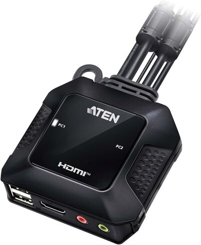ATEN CS22H 2 Port 4K HDMI Cable KVM Switch 4K 60Hz FHD 144Hz with Remote Port Selector for Office Desktop, Graphic Design, Video Editing, Gaming for PC Laptop Windows Mac Linux in Kuwait
