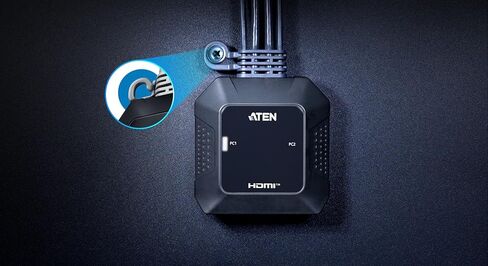 ATEN CS22H 2 Port 4K HDMI Cable KVM Switch 4K 60Hz FHD 144Hz with Remote Port Selector for Office Desktop, Graphic Design, Video Editing, Gaming for PC Laptop Windows Mac Linux in Kuwait