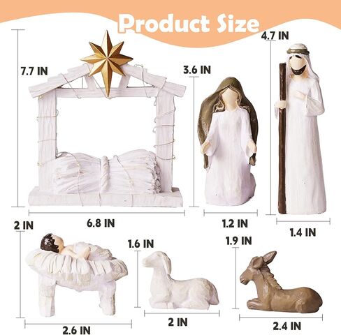 NEROSUN 12 Piece Christmas Nativity Set Figurine, Mini Decorative Religious Christmas Holy Family Figurine, Hand Painted Crafts, Jesus Nativity Scene Collection in Saudi Arabia