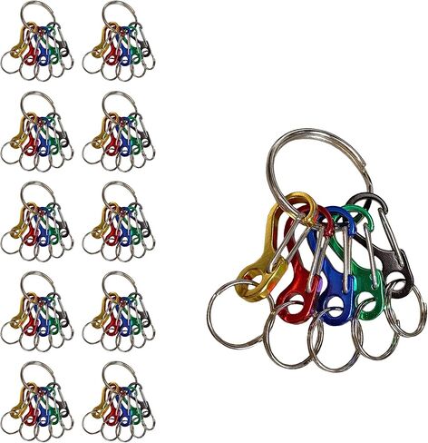 معرفات مفاتيح Lucky Line، مجموعة مشابك سلسلة مفاتيح صغيرة على شكل حرف C، 1 ⅜ بوصة، 5 ألوان، حلقة مفاتيح مطلية بالنيكل مقاس 1 بوصة متضمنة in Saudi Arabia