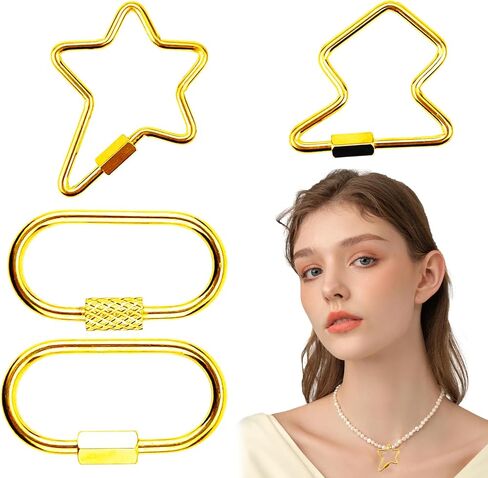 4 حزمة حلقة تسلق صغيرة للمفاتيح سلسلة المفاتيح كليب قلادة مجوهرات رابط مشبك برغي قفل كليب البيضاوي قفل حامل بسيط المشبك الفولاذ المقاوم للصدأ المسمار قفل سلسلة المفاتيح الذهب معدن سلسلة المفاتيح كليب هوك in Kuwait