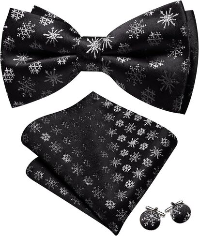 Barry.Wang Mens Christmas Pre-Tied Bow Tie Holiday Festival Vacation Xmas Bowties Pocket Square Cufflinks in Saudi Arabia
