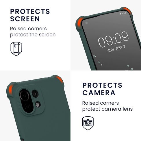 حافظة كروس kwmobile متوافقة مع حافظة Xiaomi 11 Lite (5G) NE/Mi 11 Lite (5G) - غطاء سيليكون TPU مع حزام - أخضر موس in Saudi Arabia