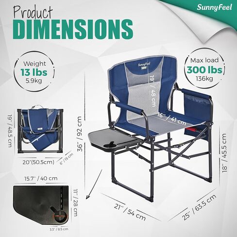 SUNNYFEEL Oversized DirectorsCamping Chair for Adults with Side Table in Saudi Arabia