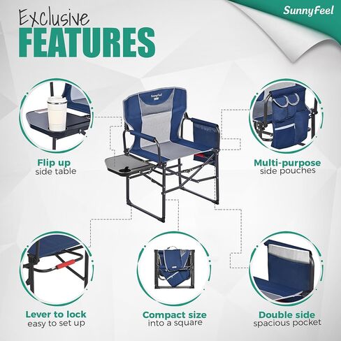 SUNNYFEEL Oversized DirectorsCamping Chair for Adults with Side Table in Saudi Arabia