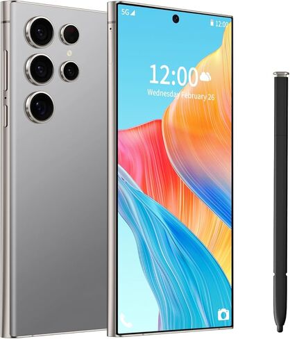C24 Ultra Phone, 6.8" Unlocked Android Phone with S Pen, 8GB+256GB Full Netcom Unlocked Android 14 Smartphone, 6800mAh Battery, Fast Charging, Face ID Unlocked Cell Phone (Grey) in Saudi Arabia