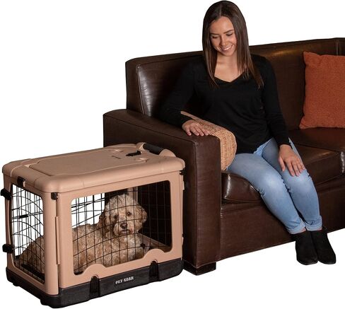 قفص فولاذي "The Other Door" بأربعة أبواب للكلاب والقطط مع باب على طراز المرآب من Pet Gear، يتضمن سريرًا فخمًا + حقيبة سفر، لا يتطلب أدوات، 3 موديلات، 3 ألوان in Saudi Arabia