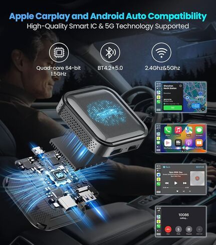محول Carplay اللاسلكي وAndroid Auto، Magic Ai Box 2.0 مع Netflix YouTube Tiktok، ترقية LED Wireless Android Auto HDMI Dongle للهاتف إلى Miracast/بث الوسائط إلى السيارة/التلفزيون in Saudi Arabia