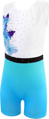 Nutyomi Girls Gymnastics Leotards with Shorts Biketards Sparkly Rhinestone Diamante Kids Tumbling Dance Outfit 2-10T in Kuwait