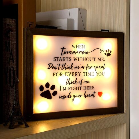 هدية تعاطف الكلب مقاس 8 بوصات × 10 بوصات LED صندوق ظلال تذكاري تذكاري هدايا الفجيعة هدايا تذكارية للحيوانات الأليفة مع مشاعر صادقة مريحة لفقدان الكلب أو القط المحبوب in Kuwait