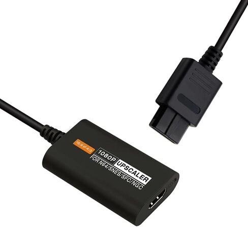 N64 إلى HDMI محول محول كابل HDMI 1080P معزز يدعم 16:9/4:3 محول فيديو محول إشارة HDMI لوحدة تحكم نينتندو 64/NGC/SFC/SNES (أسود) in Saudi Arabia