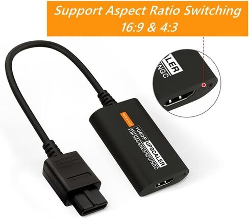 N64 إلى HDMI محول محول كابل HDMI 1080P معزز يدعم 16:9/4:3 محول فيديو محول إشارة HDMI لوحدة تحكم نينتندو 64/NGC/SFC/SNES (أسود) in Saudi Arabia